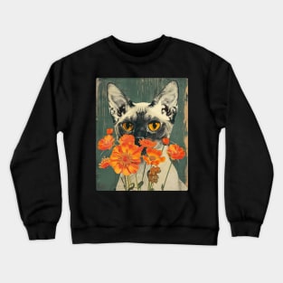 Devon Rex Cat Flowers Photo Cat Lover Gift Idea Crewneck Sweatshirt